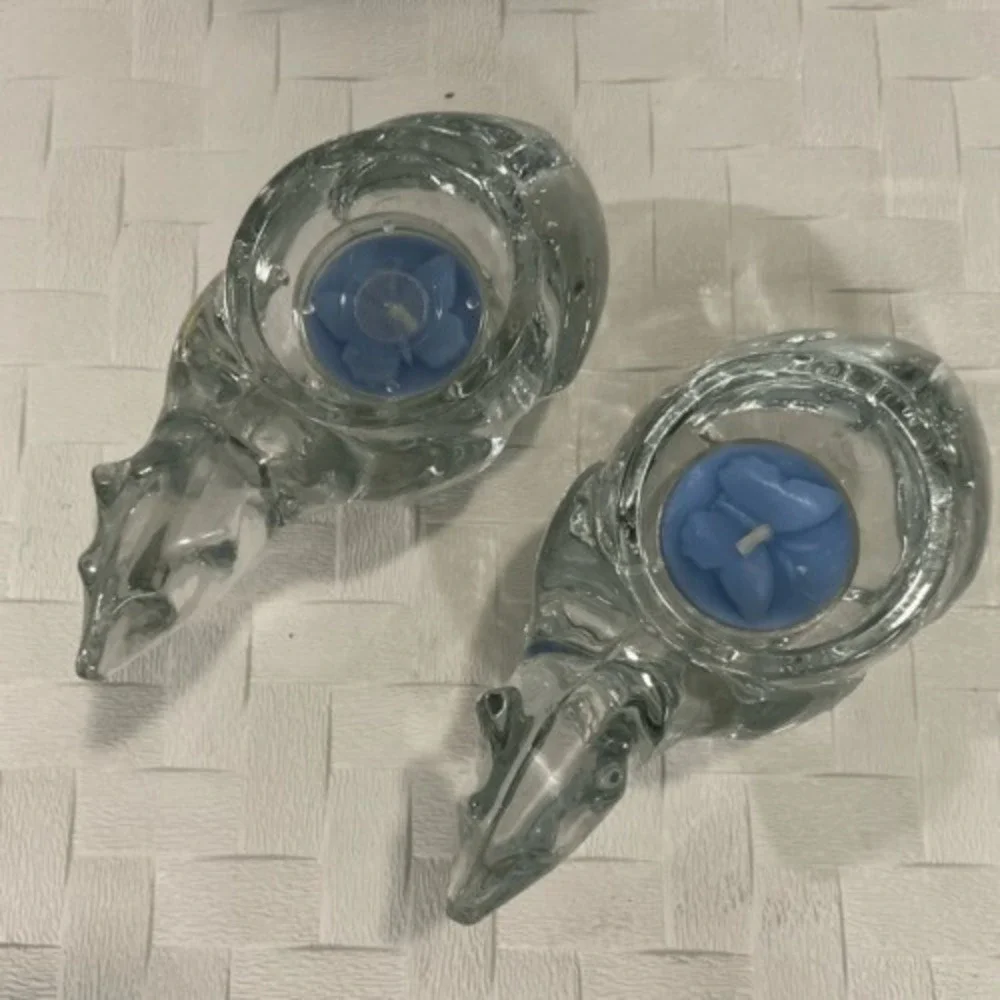 VTG Indiana Glass Two Polar Bears Votive Candle Holder‎ TeaLight 4.5